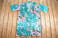 Vintage Japanese Peacock Print Silk Kimono Robe