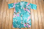 Vintage Japanese Peacock Print Silk Kimono Robe