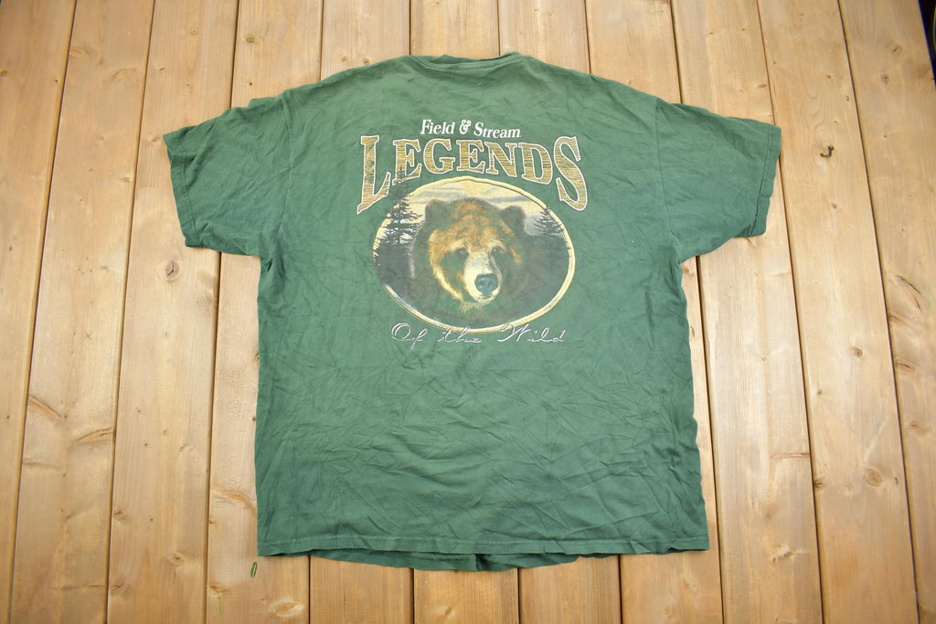 Vintage 1990s Field & Streams Legends Of The Wild Grizzly Bear T Shirt