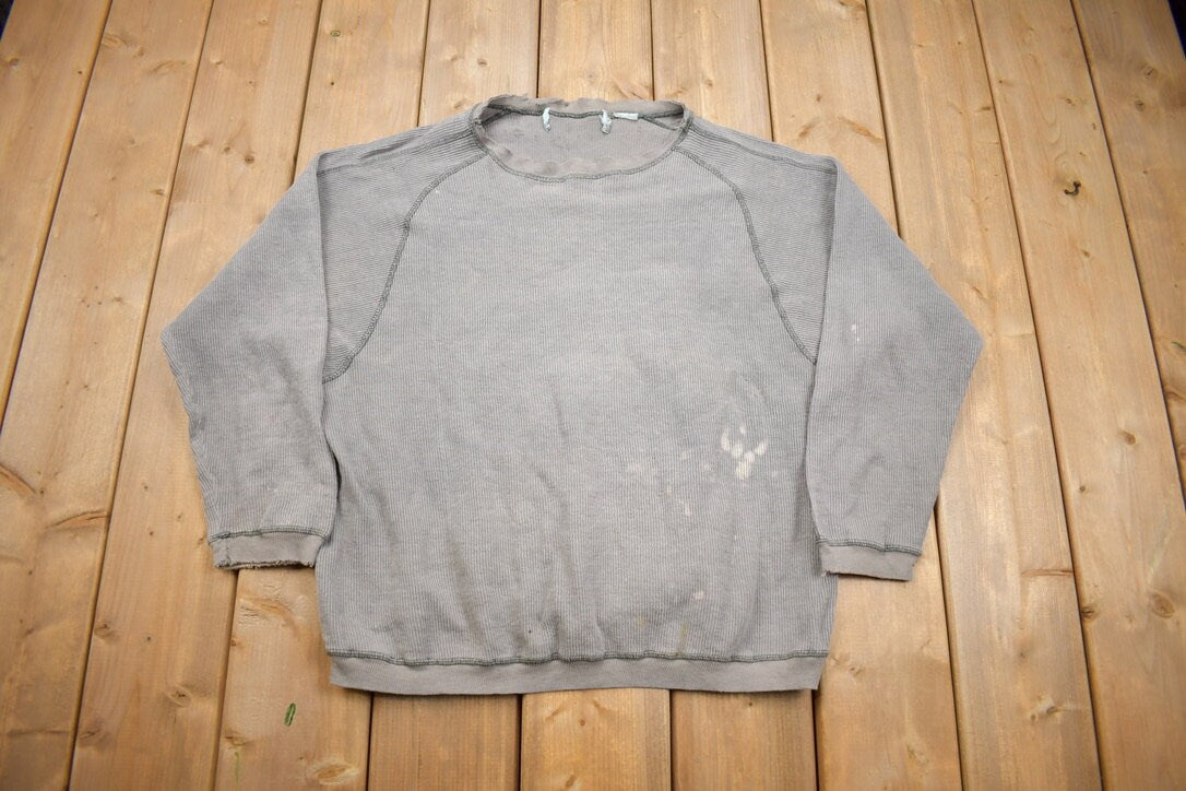 Vintage 1990s Distressed Blank Crewneck Sweatshirt / 90s Crewneck / Essential / Streetwear / 90s Blank