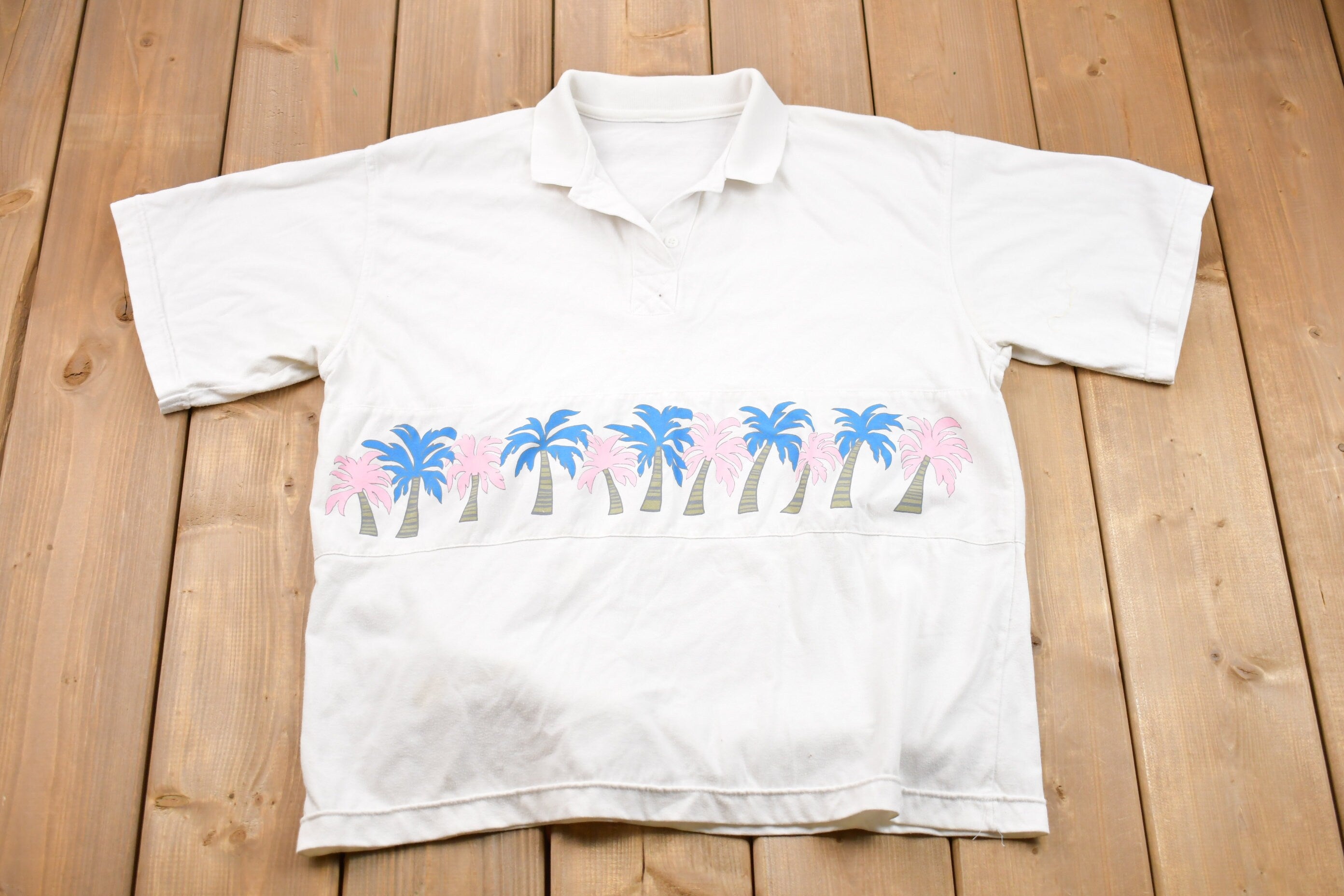 Vintage 1990s Palm Tree Graphic Button Up