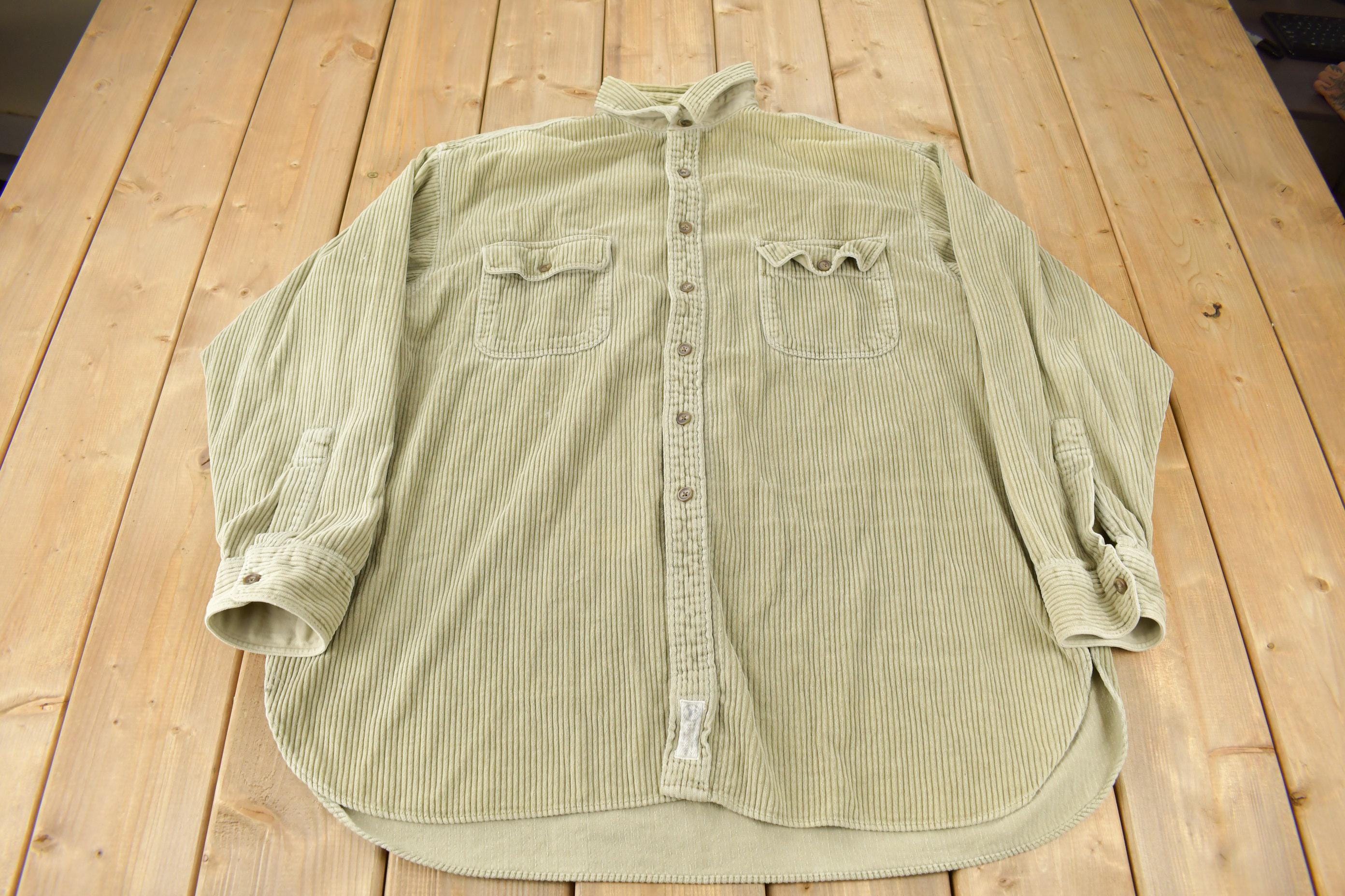 Vintage 1990s Abercrombie & Fitch Blank Corduroy Button Up Shirt