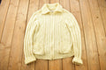 Vintage 1970s Sears Men's Sportswear 3D Cable Knit Cardigan Sweater