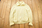 Vintage 1970s Sears Men's Sportswear 3D Cable Knit Cardigan Sweater