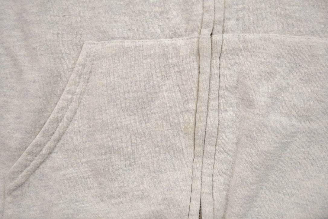 Vintage 1990s Blank White Zip Up Hoodie / 90s Zip Up Hoodie / Made In USA / Essential / Streetwear / 90s Blank / Blank Hoodie / Vintage Zip