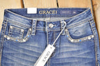 Vintage Deadstock Y2K Grace In LA Bedazzled Bootcut Low Rise Jeans Women's Size 26 x 32