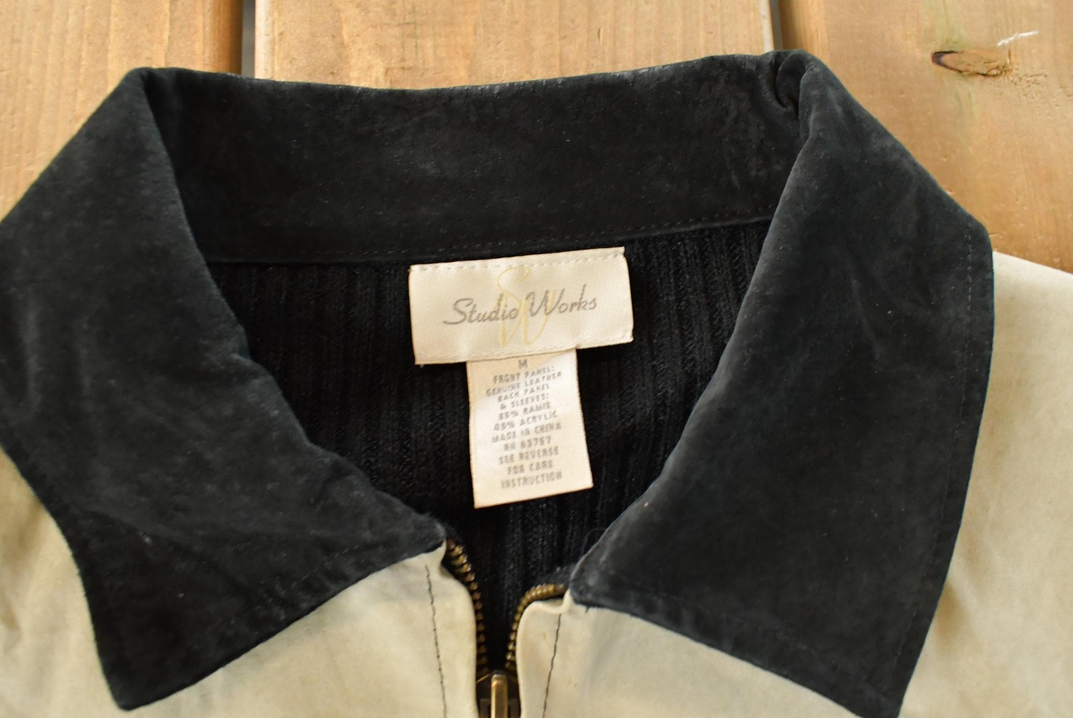 Vintage 1990s Studio Works Knit Leather Suede Jacket Women's Medium