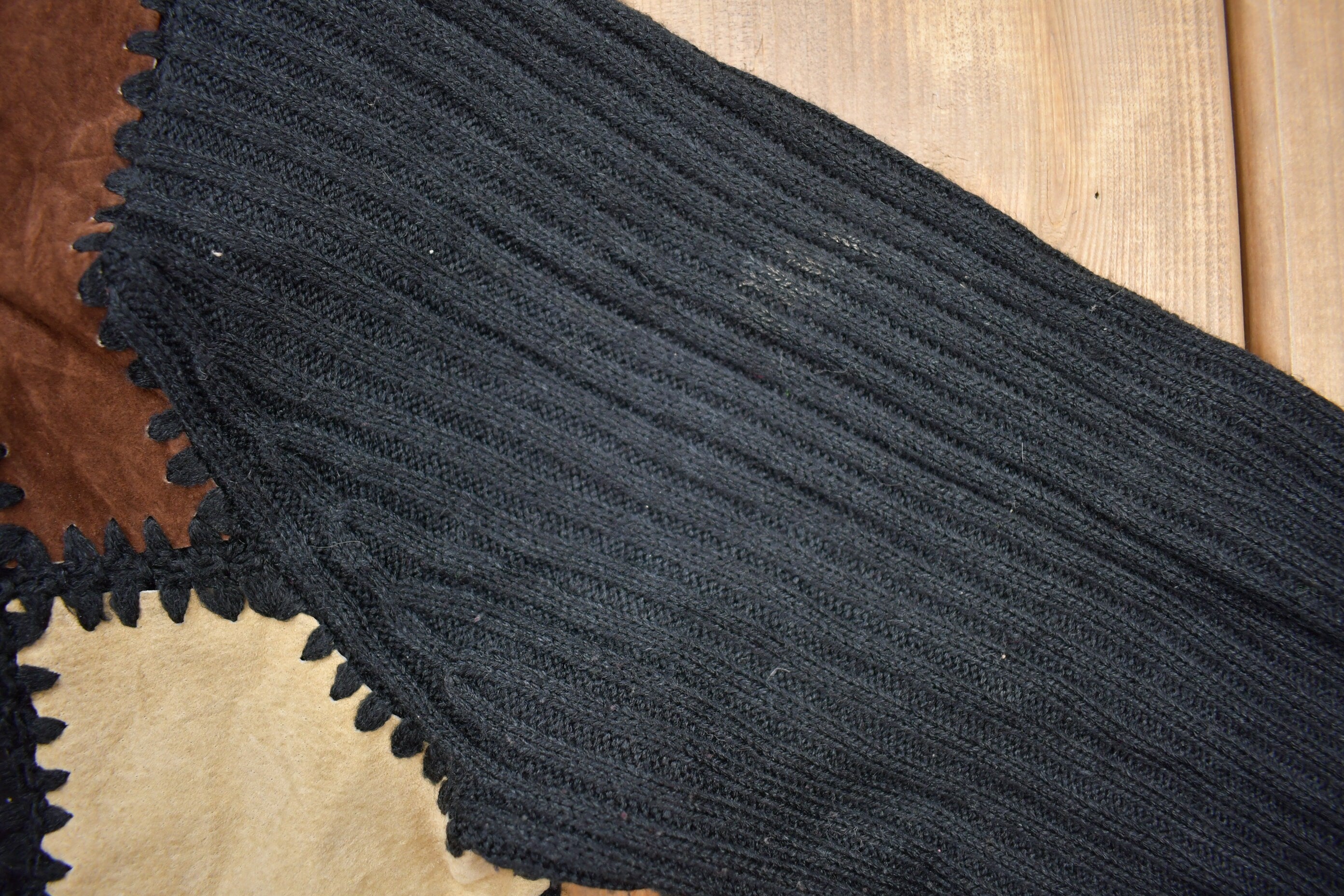 Vintage 1990s Hampshire Studio Wool Knit Leather Detail Sweater