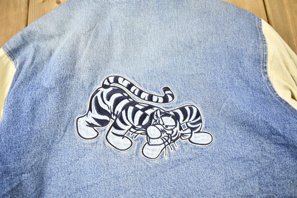 Vintage 1990s Tigger Embroidered Disney Denim Varsity Jacket