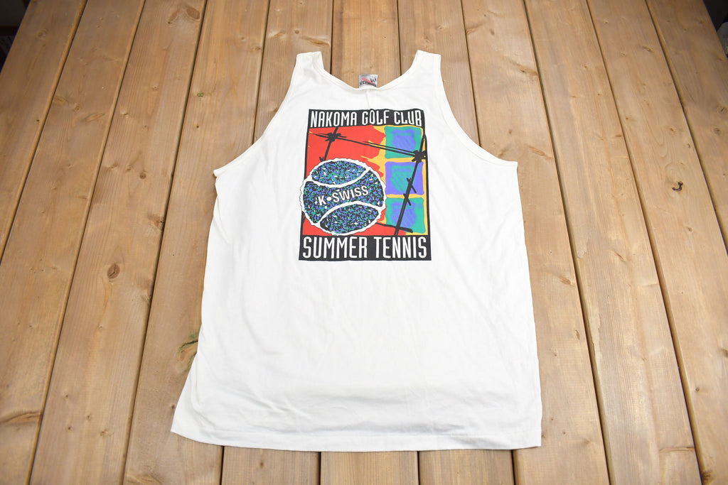 Vintage 1990s Nakoma Golf Club Tennis Graphic Tank Top Shirt