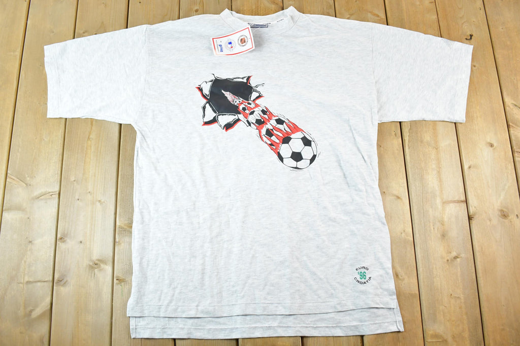 Vintage 1996 Softwear Deadstock Euro Croatia Souvenir Soccer T-Shirt Mens XL