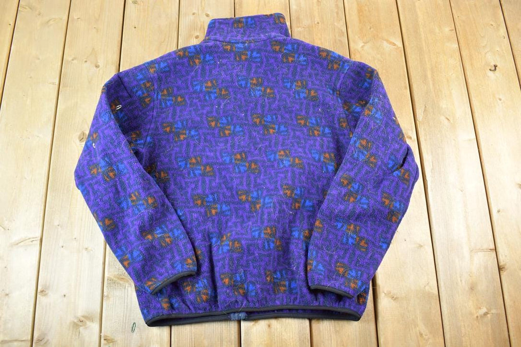 Vintage 1990s Abstract Pattern Fleece Outdoorsman Sweater