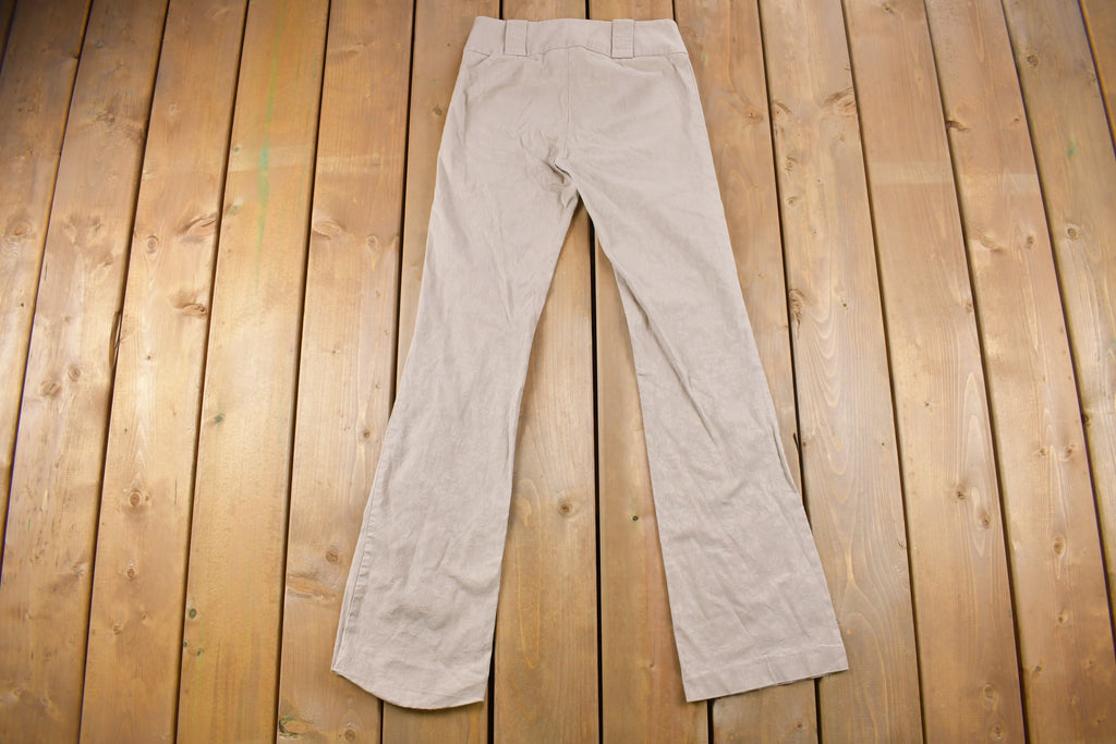 Vintage 1970s Made in France Beige Patterned Flared Trousers Size 26 x 31