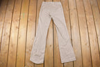 Vintage 1970s Made in France Beige Patterned Flared Trousers Size 26 x 31