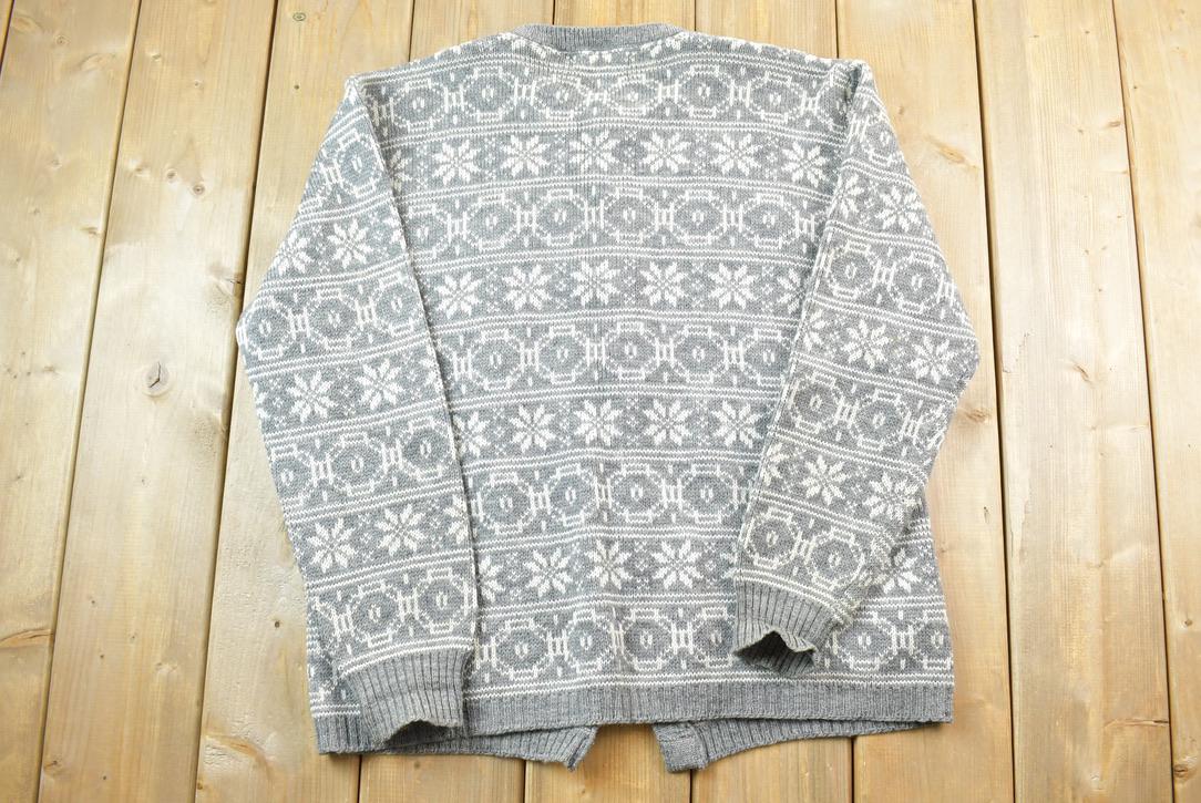 Vintage 1950s Jersild Full Button Down Ski Style Knit Cardigan Sweater