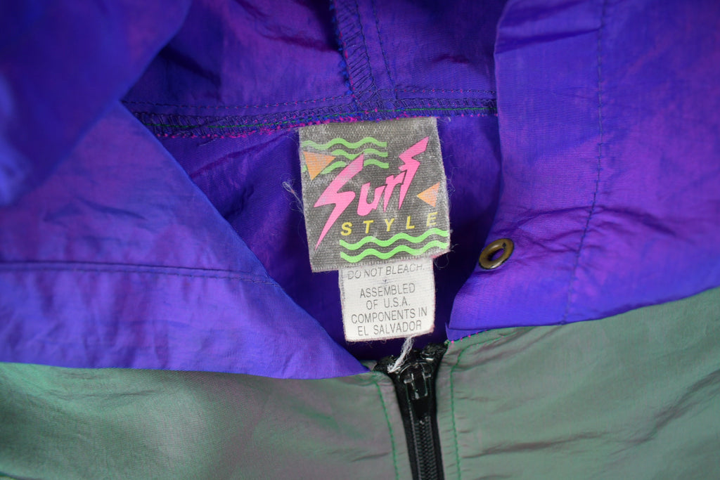 Vintage 1980s Surf Style Interplanetary Body Gear Quarter Zip Windbreaker Jacket Made In USA