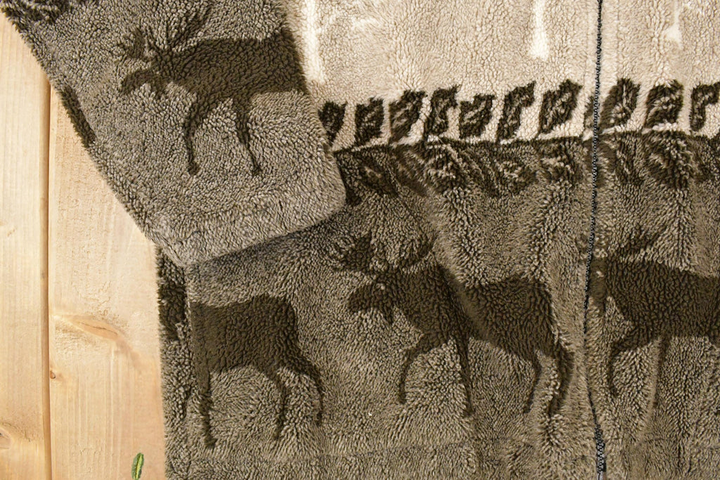 Vintage 1990s AOP Moose Fleece Outdoorsman Sweater Men's L