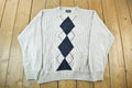 Vintage 1990s Trader Bay Knit Argyle Pattern Crewneck Sweater Mens Medium