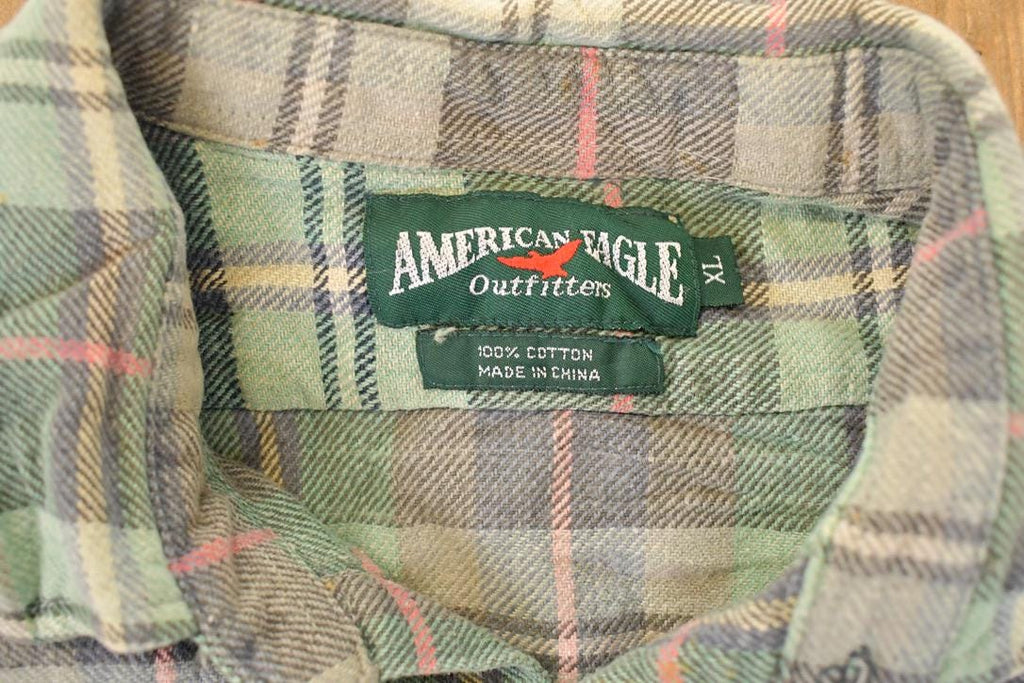 Vintage 1990s American Eagle Plaid Button Up Shirt Men's XL