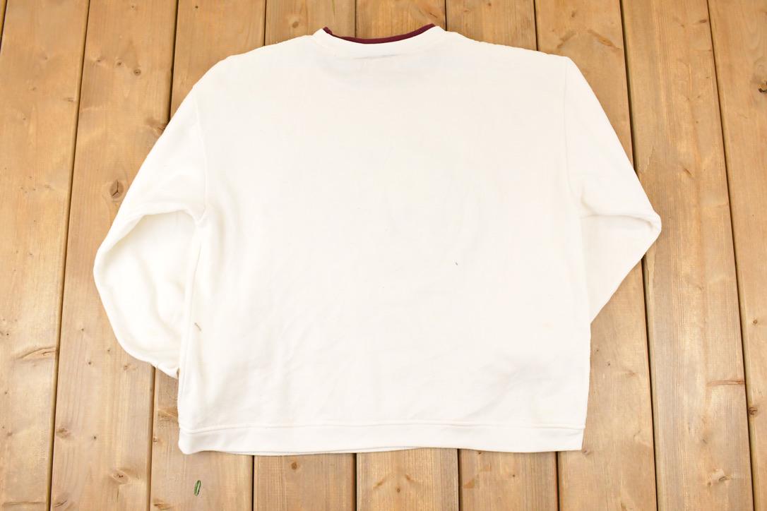 Vintage 1990s Basic Editions Floral Graphic Print Double Collar Crewneck Sweatshirt Womens L