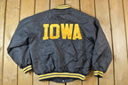 Vintage 1990s Iowa Hartwell Jackets Satin Button Up University of Collegiate NCAA Jacket