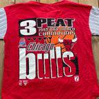 Vintage 1993 Chicago Bulls 3 Peat Graphic Baseball Style T-Shirt