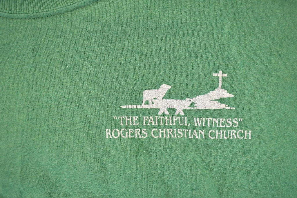 Vintage 1990s The Faithful Witness Christian Church Graphic Print Crewneck Sweatshirt Men's L