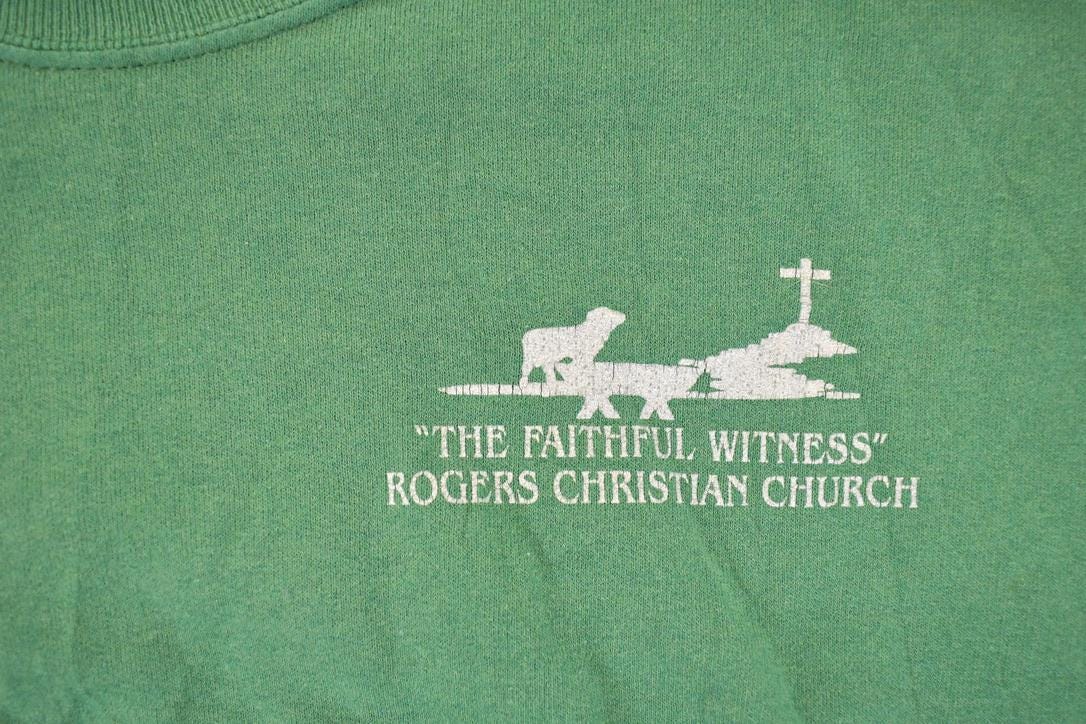 Vintage 1990s The Faithful Witness Christian Church Graphic Print Crewneck Sweatshirt Men's L