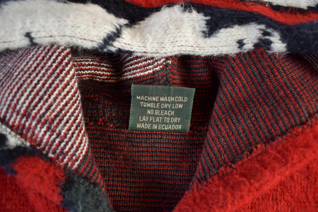 Vintage 1990s Genesis Wolf Ecuadorian Wool Knit Full Zip Hooded Sweater