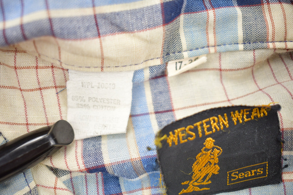 Vintage 1990s Sears Western Wear Plaid Button Up Western Shirt