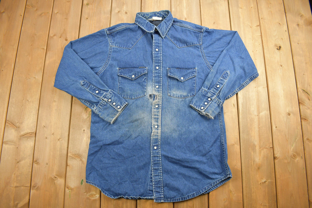 Vintage 1980s Carhartt Pearl Snap Denim Shirt