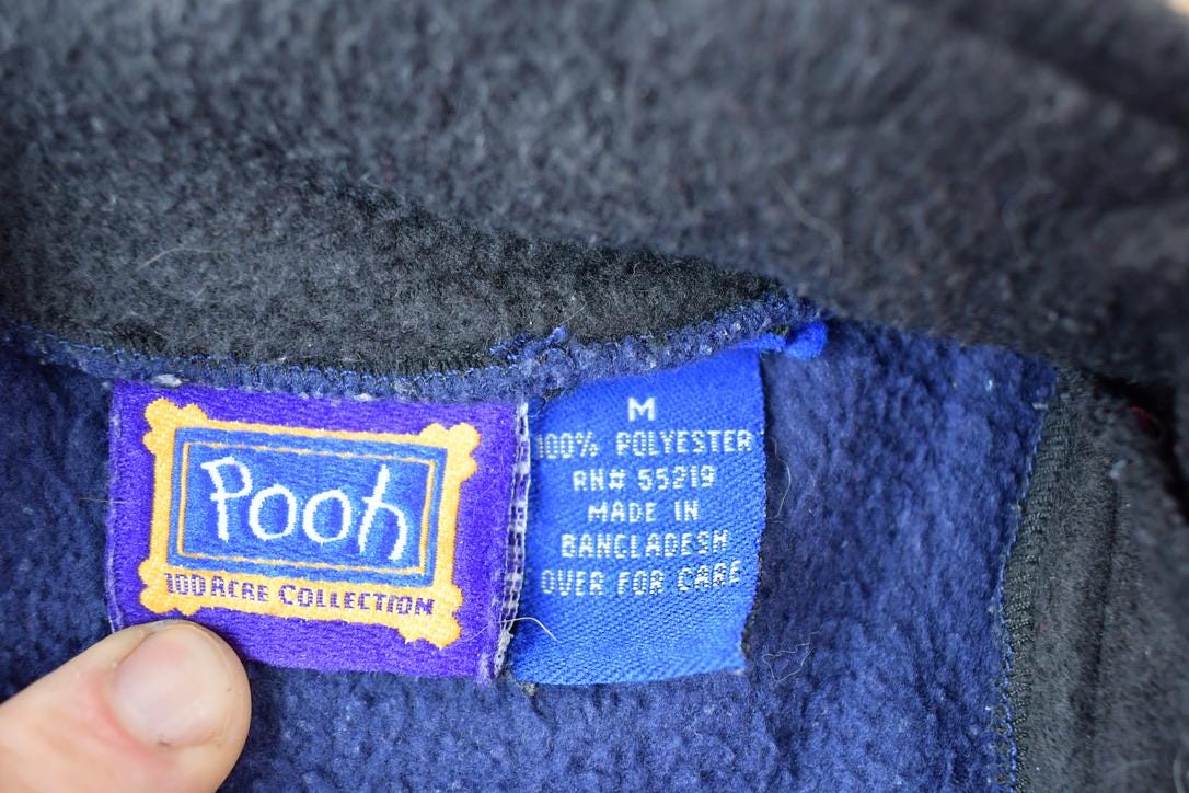 Vintage 1990s Pooh Bear Quarter Zip Disney Mock Neck