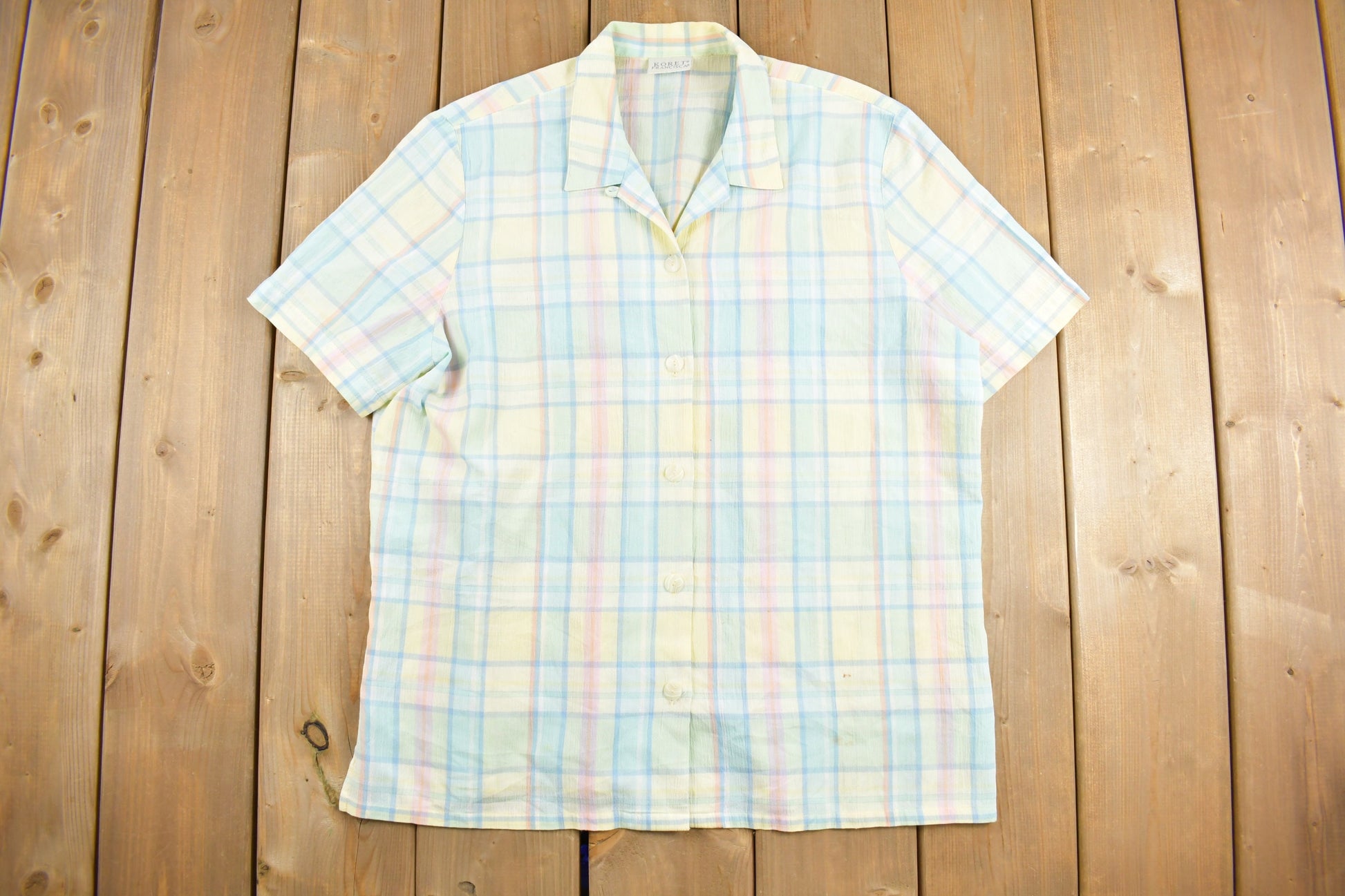 Vintage 1990s Koret Francisca Plaid Button Up Short Sleeve Shirt