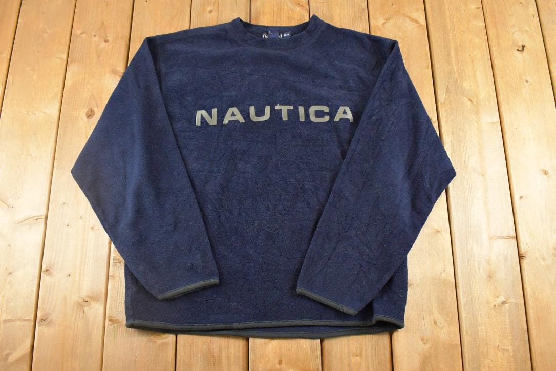 Vintage 1990s Nautica Fleece Full Zip Sweater Men's