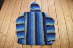 Vintage 1990s Art-Maz Hooded Pullover Striped Knit Poncho Blanket Hoodie
