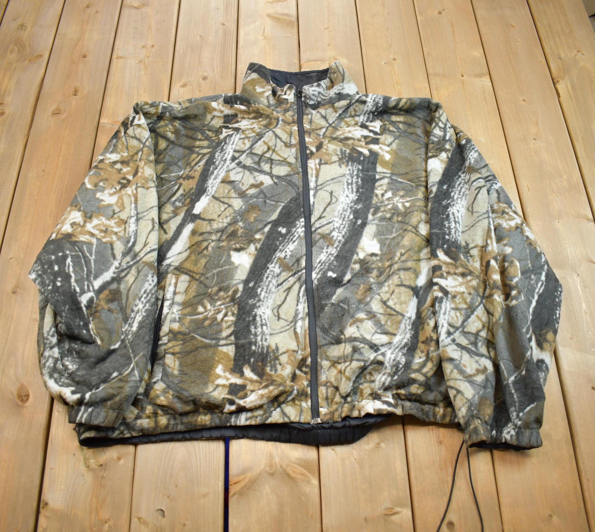Vintage 1990s Duxbak Forest Camo Zip Up Hunting Jacket