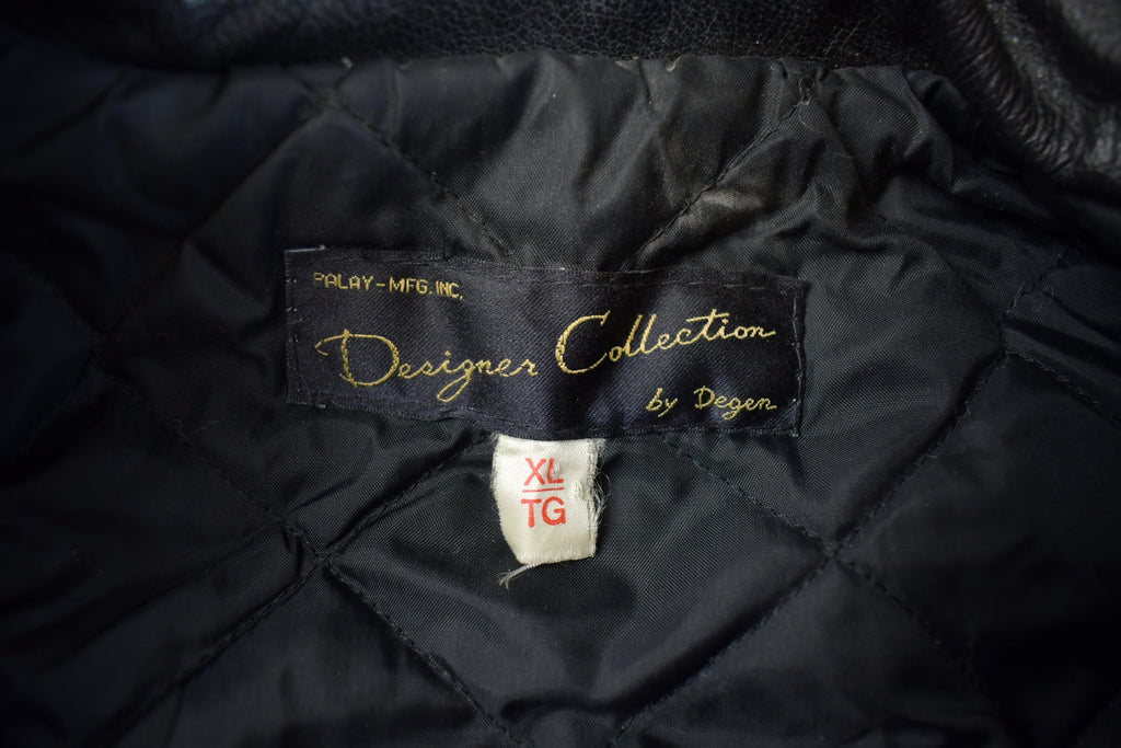 Vintage 1980s Leather & Wool Turtle Beach Urban Technology Embroidered Varsity Jacket Made In USA