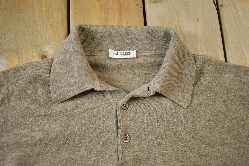 Vintage 1980s Pal Zileri Long Sleeve Cashmere Knit Polo Sweater Made in Italy
