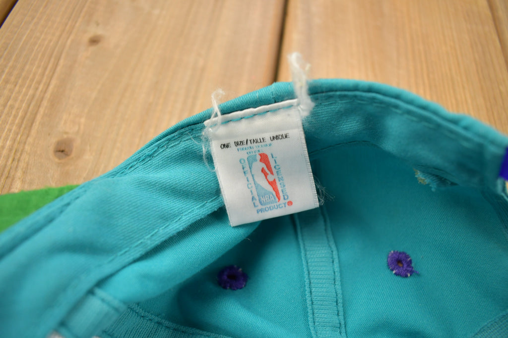 Vintage 1990s Charlotte Hornets NBA Wave Shark Tooth Snap Back Hat