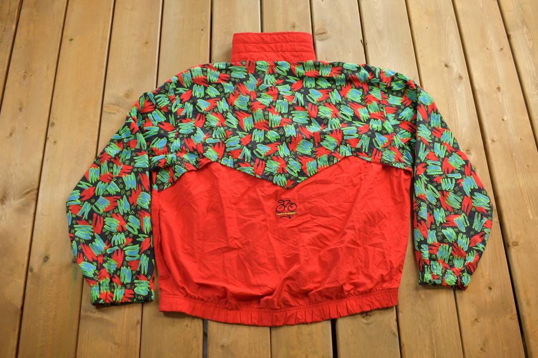 Vintage 1990s Nashbar Cycling Abstract Pattern Windbreaker Jacket