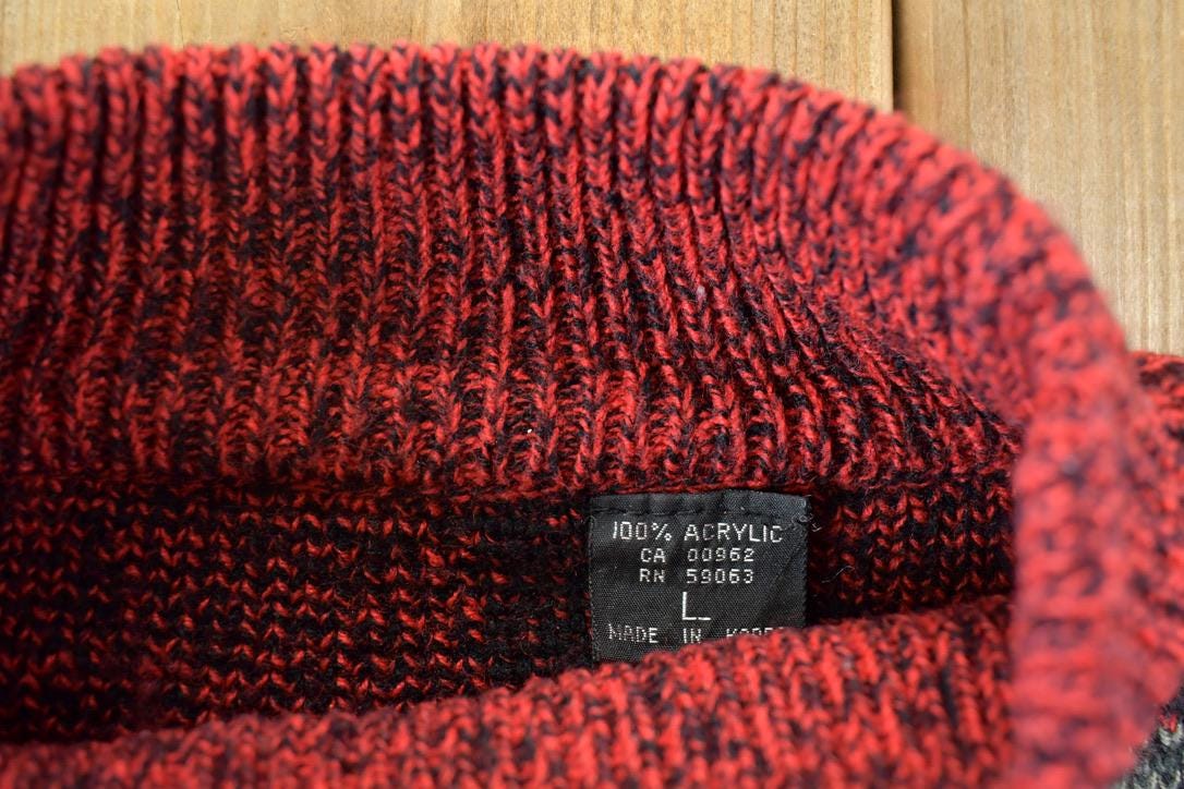 Vintage 1990s Knit Abstract Pattern Crewneck Sweater Mens L