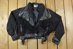 Vintage 1990s Womens G3 Leather Fashions Frilled Biker Jacket Made In USA