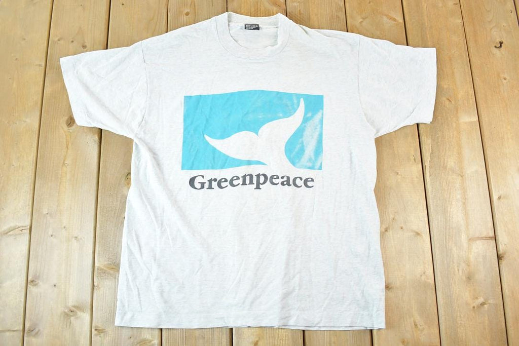 Vintage 1990s Greenpeace T-Shirt Mens M: Whale Tail Graphic
