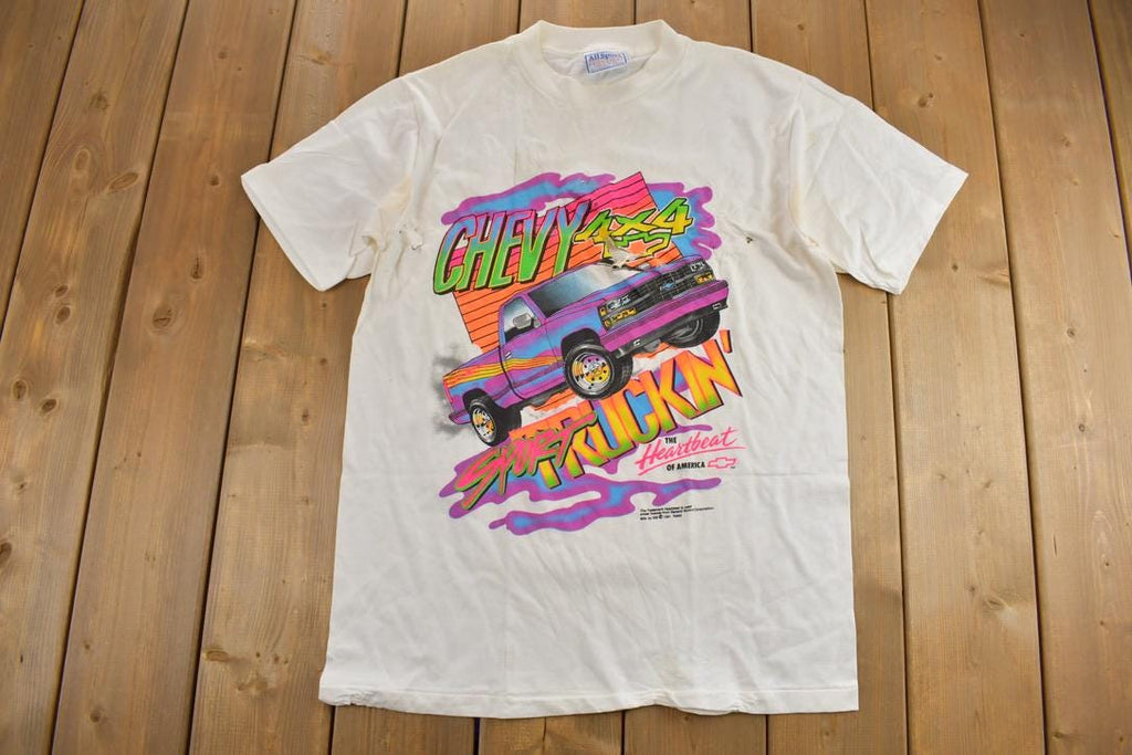 Vintage 1990s Neon Graphic Chevy Sport T-Shirt / 90s / Vintage Streetwear / Graphic T-Shirt / Single Stitch / Made In USA