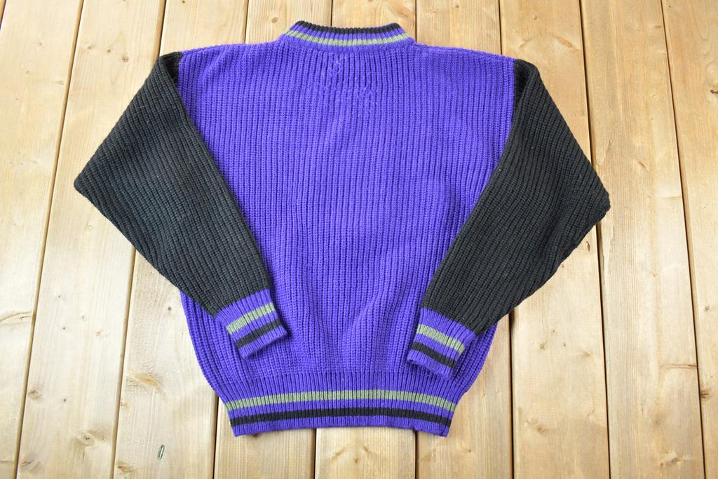 Vintage 1990s Sunsations College Edition Knit Abstract Pattern Crewneck Sweater