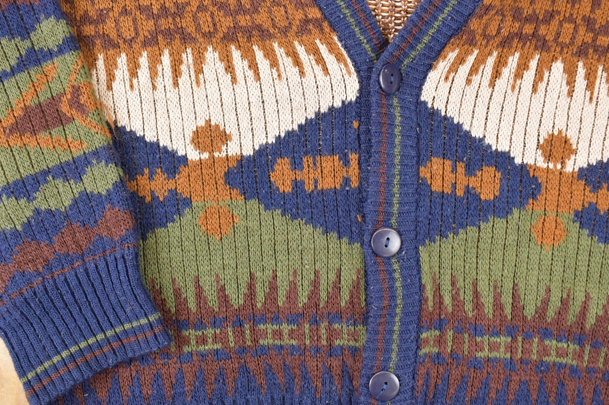Vintage 1990s Campus Abstract Knit Cardigan Sweater Men's L