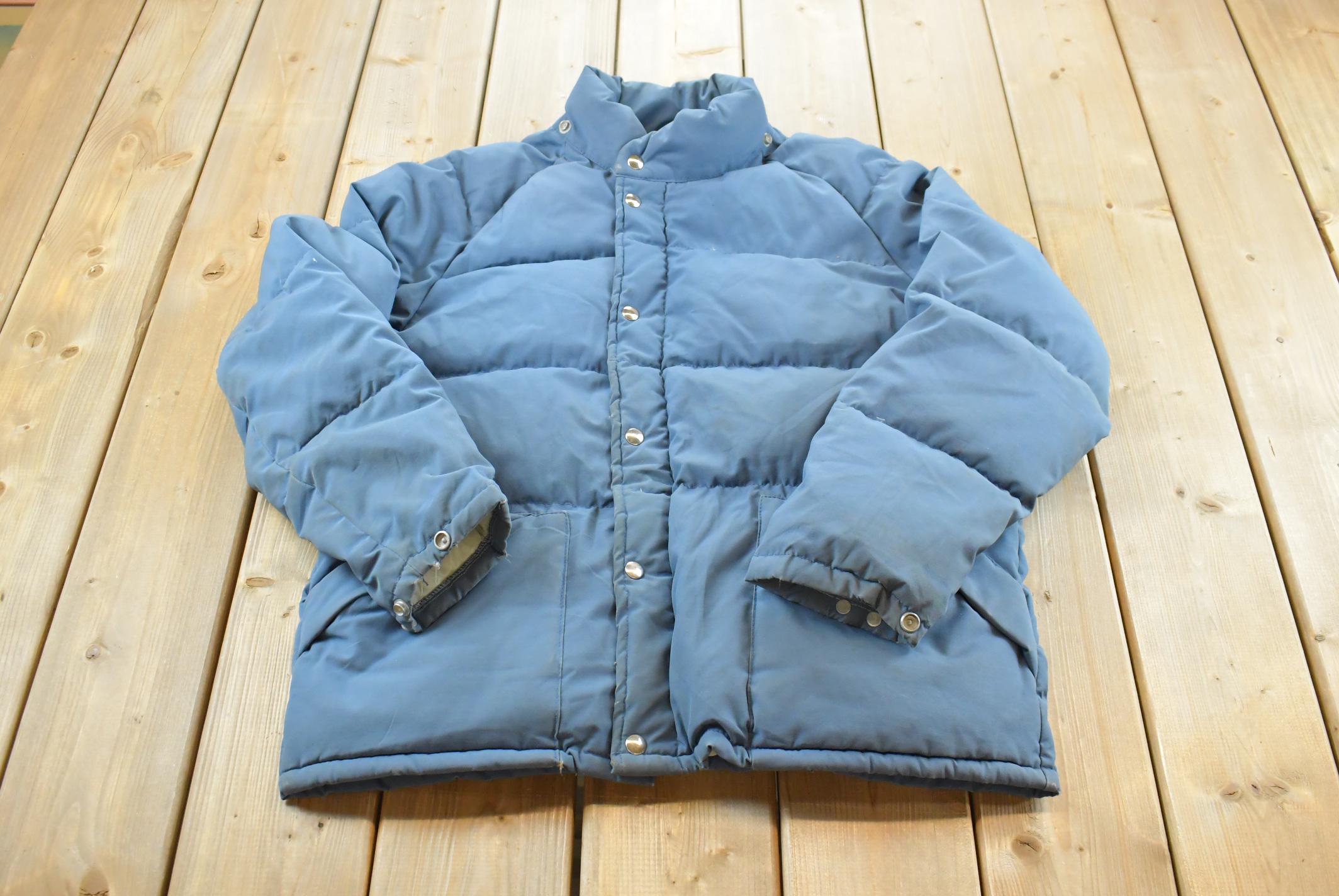 1980s Struggle Gear Blue Down Filled Puffer Jacket Mens L