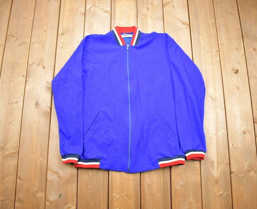 Vintage 1990s Blank Zip Up Athletic Sweatshirt