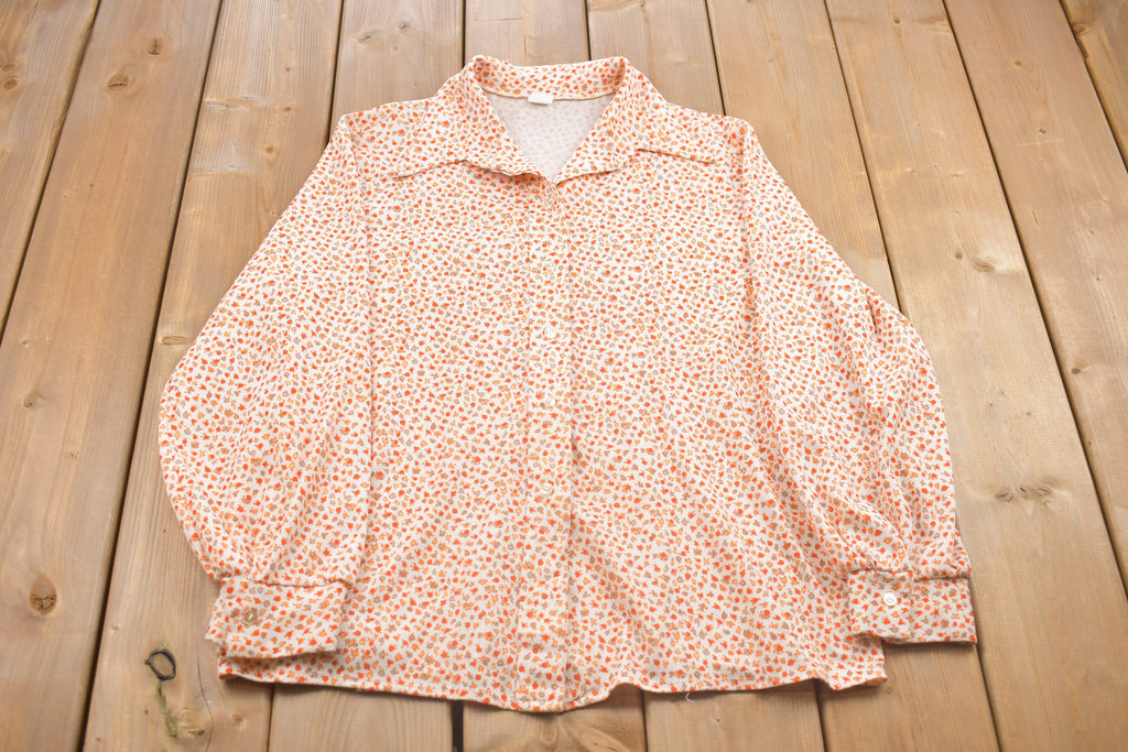 Vintage 1990s Small Floral All Over Print Button Up Shirt