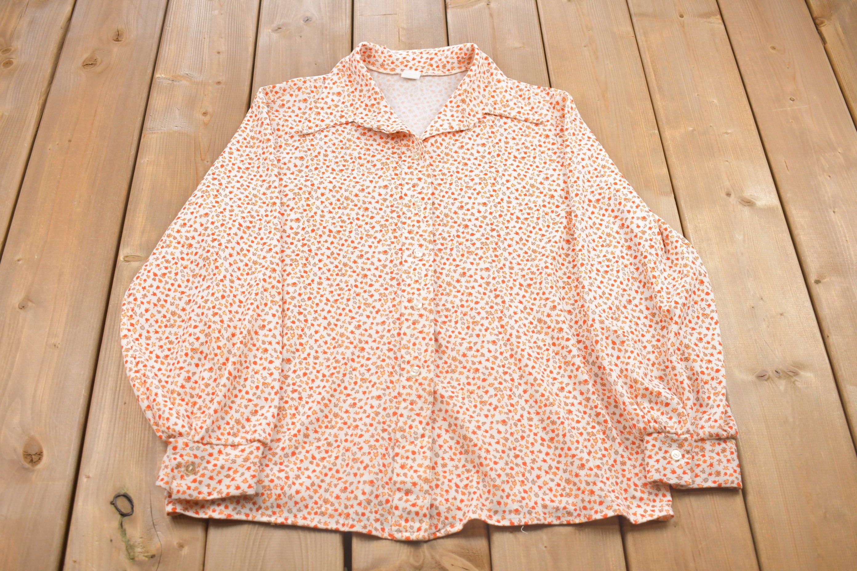 Vintage 1990s Small Floral All Over Print Button Up Shirt